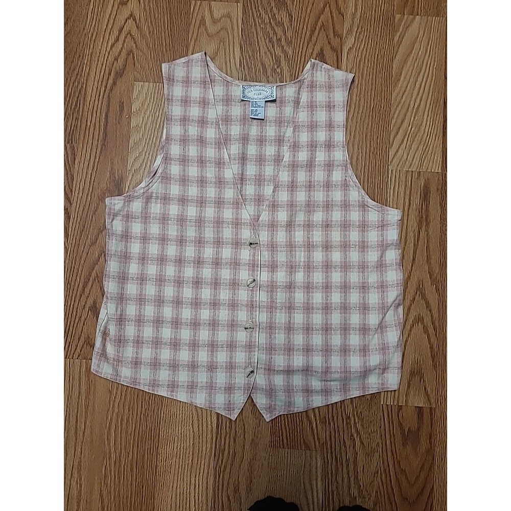 80s Vintage 100% Silk Pink Flannel Vest Womens 16W Silk Exchange Plus